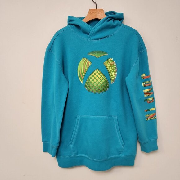 Microsoft Xbox Graphic Hoodie Jump In Surf Spray Blue Size Youth XXL (18) EUC - Picture 3 of 14